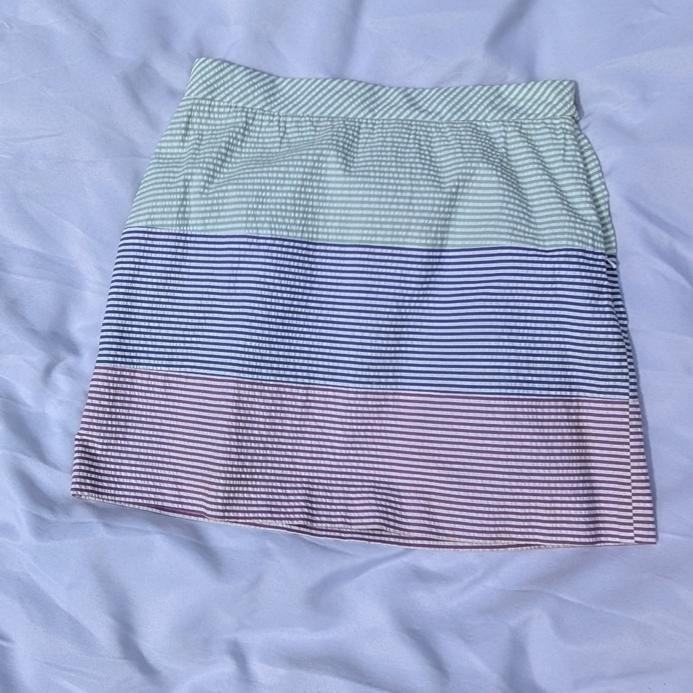 Brooks Brothers Green and Blue Mini Skater Skirt